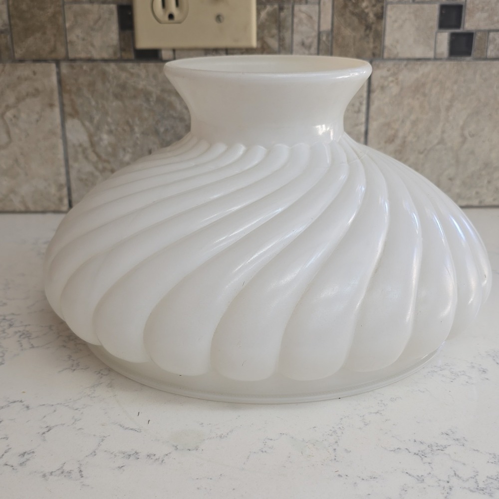 Vintage White Milk Glass Swirl Lamp Shade